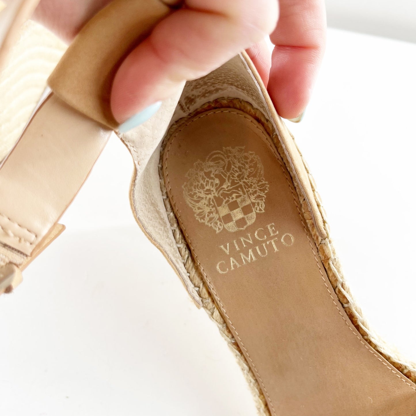 Vince Camuto Torian Ankle Strap Espadrille Wedge Sandals Beige 8