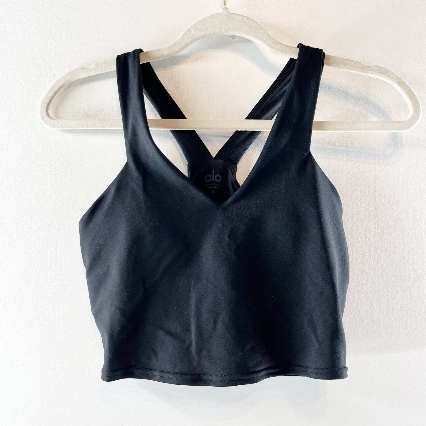 Alo Yoga Airbrush Real V-Neck Bra Tank Top Black Small