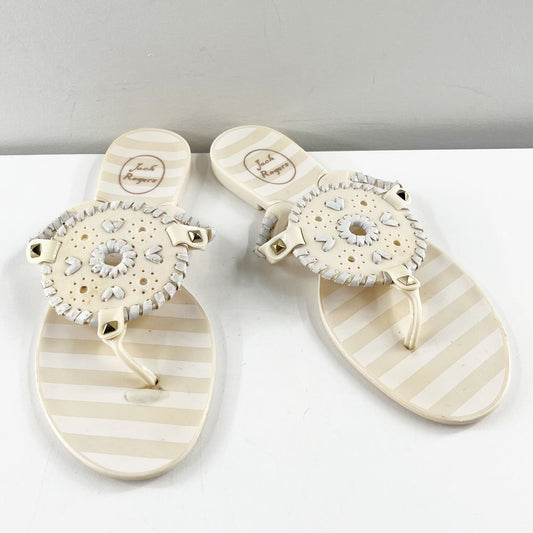 Jack Rogers Georgica Jelly Thong Sandals Cream White 8