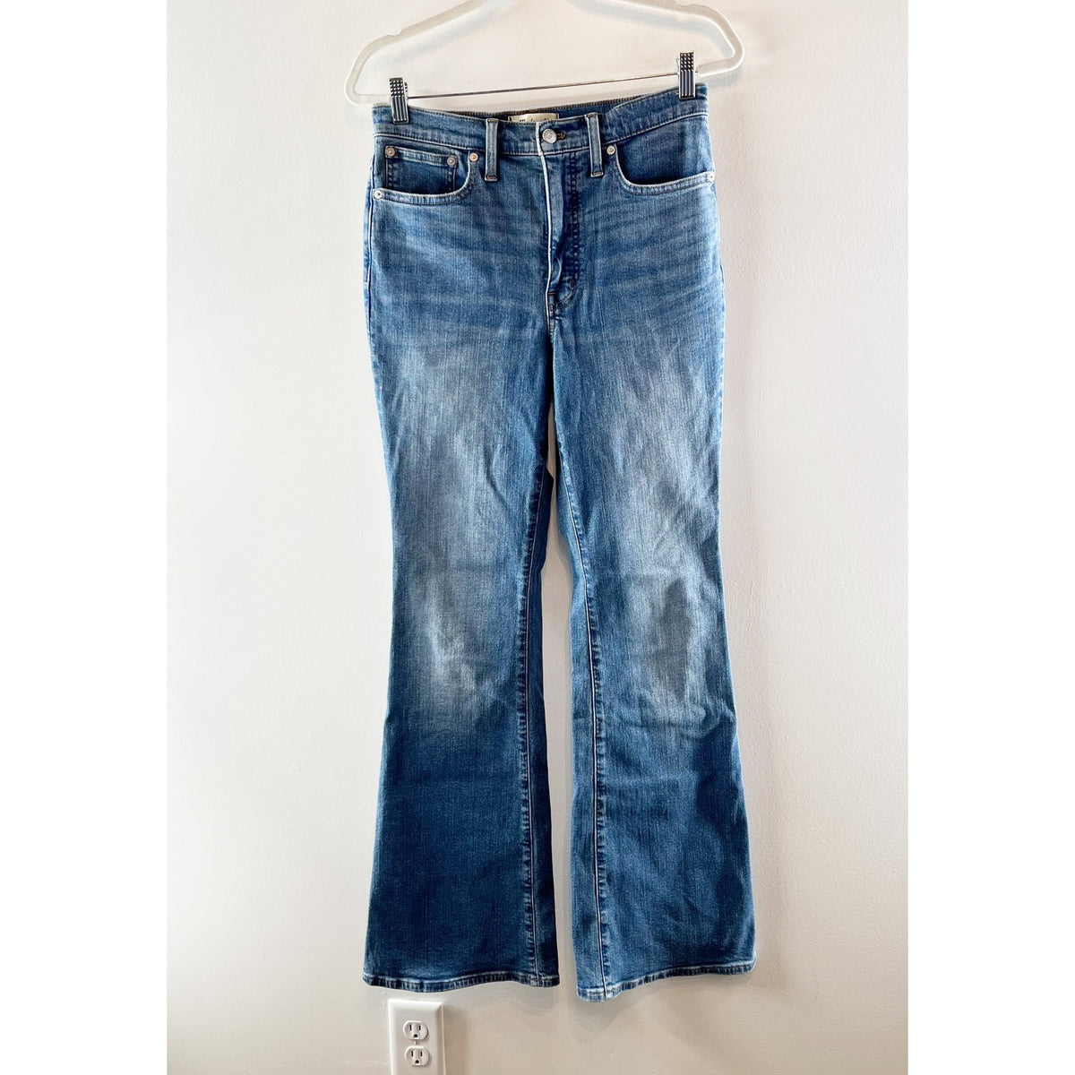 Madewell High Rise Skinny Flare Jeans Fairson Wash Blue Super Stretch 28