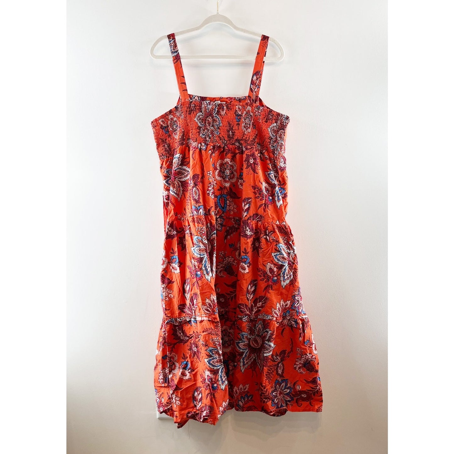 RHODE x Target Leafy Floral Print Tiered Poplin Midi Sundress Orange Plus 1X