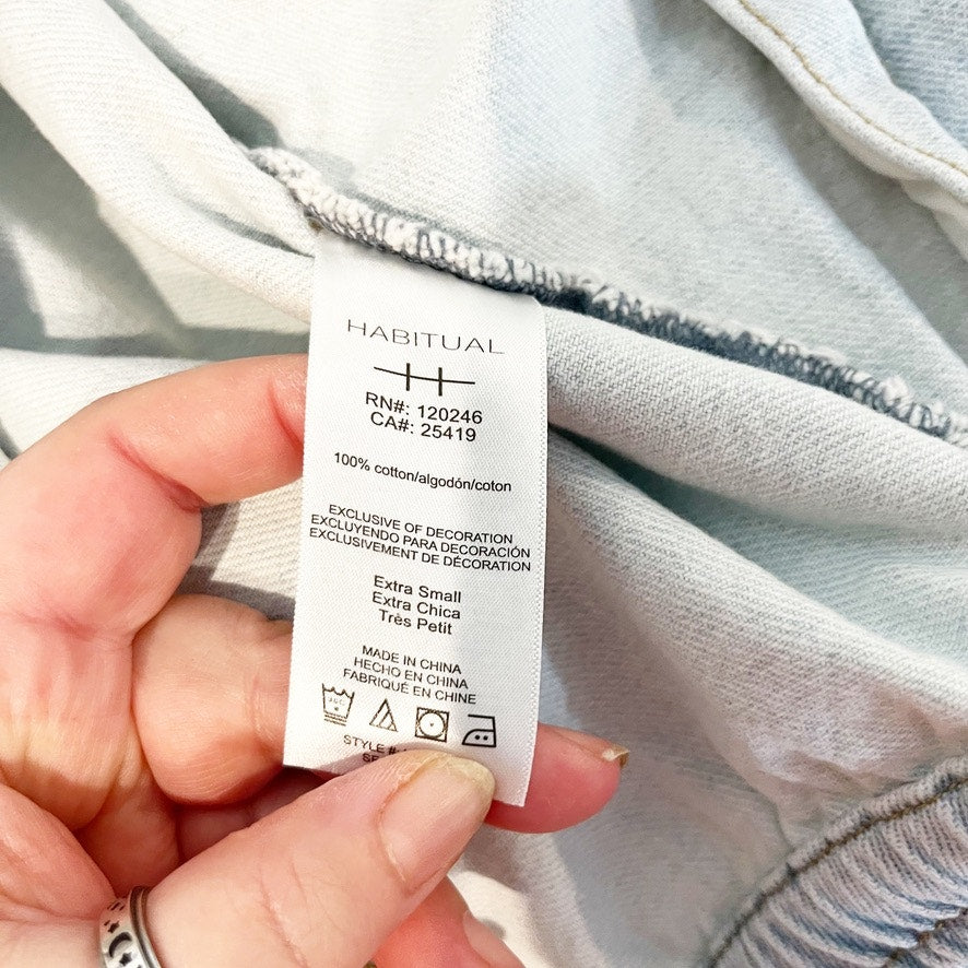 Habitual Oversized Short-Sleeve Denim Cropped Jacket Mist Bleached Blue XS