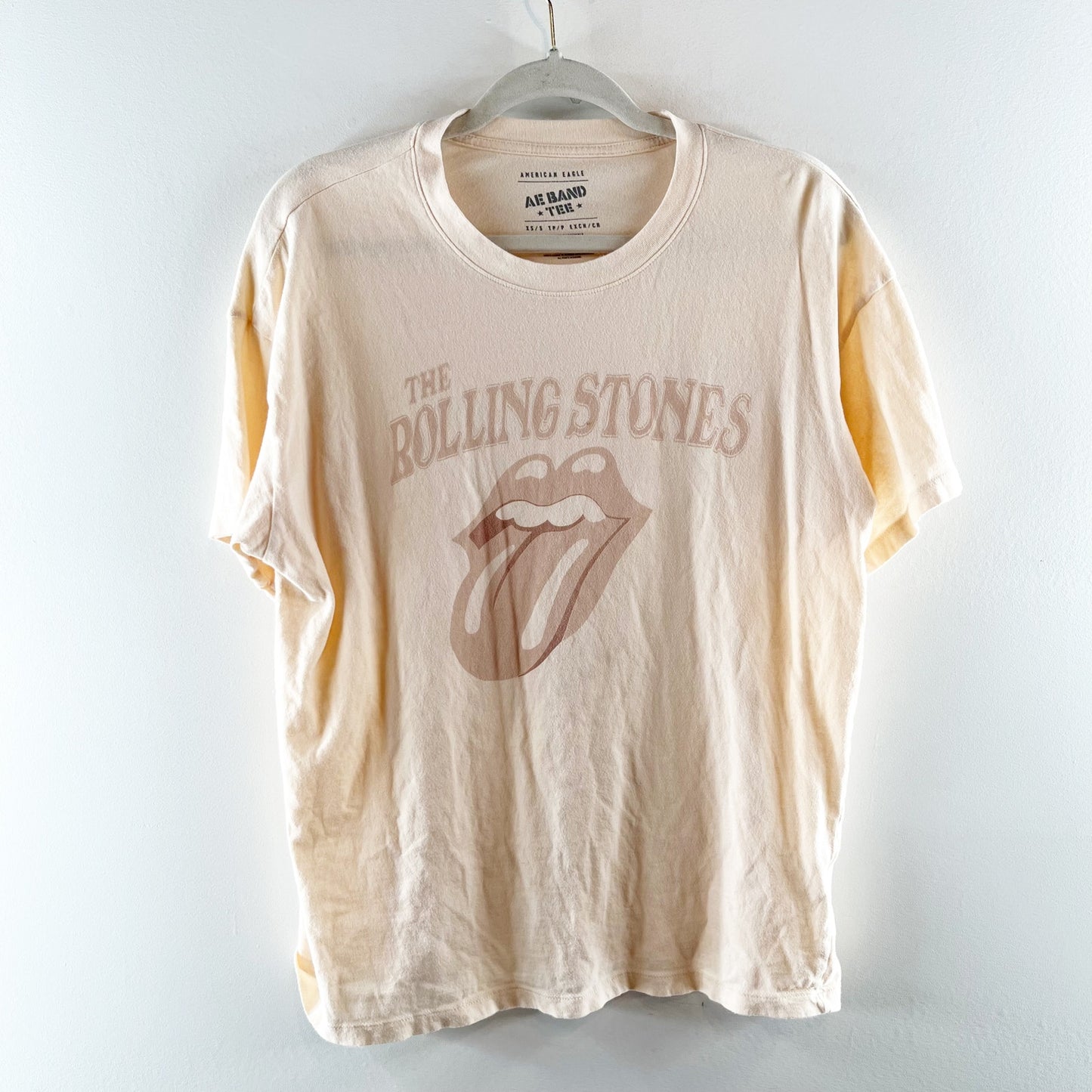 American Eagle Rolling Stones Short Sleeve Band Tee Shirt Peach Pink XS / S