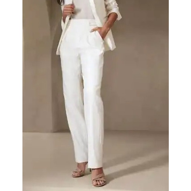 Banana Republic Heritage Explorer High Rise Italian Wool Dress Pants Cream 8