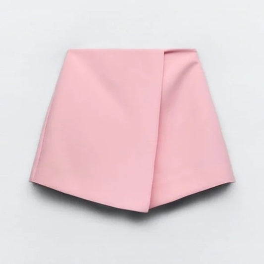 ZARA Mini Faux Wrap Skirt Skort Shorts Pink Large