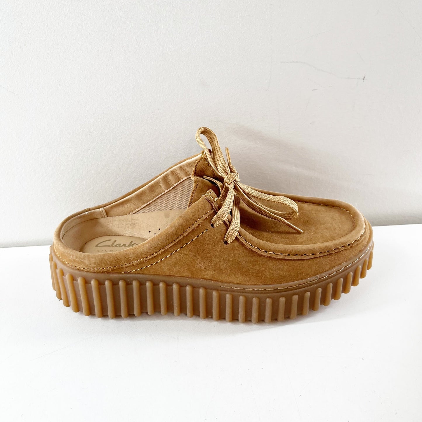 Clarks Originals Torhill Suede Slip On Moccasin Mules Light Tan Nubuck 7
