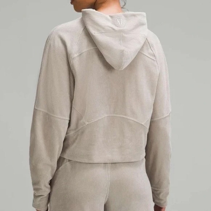 Lululemon Scuba Oversized Hoodie Sweatshirt Velvet Cord Riverstone Tan M / L