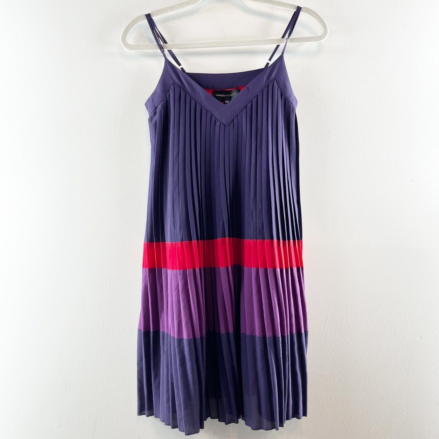 Corey Lynn Calter Pleated Plisse Mini Tunic Dress Purple XS
