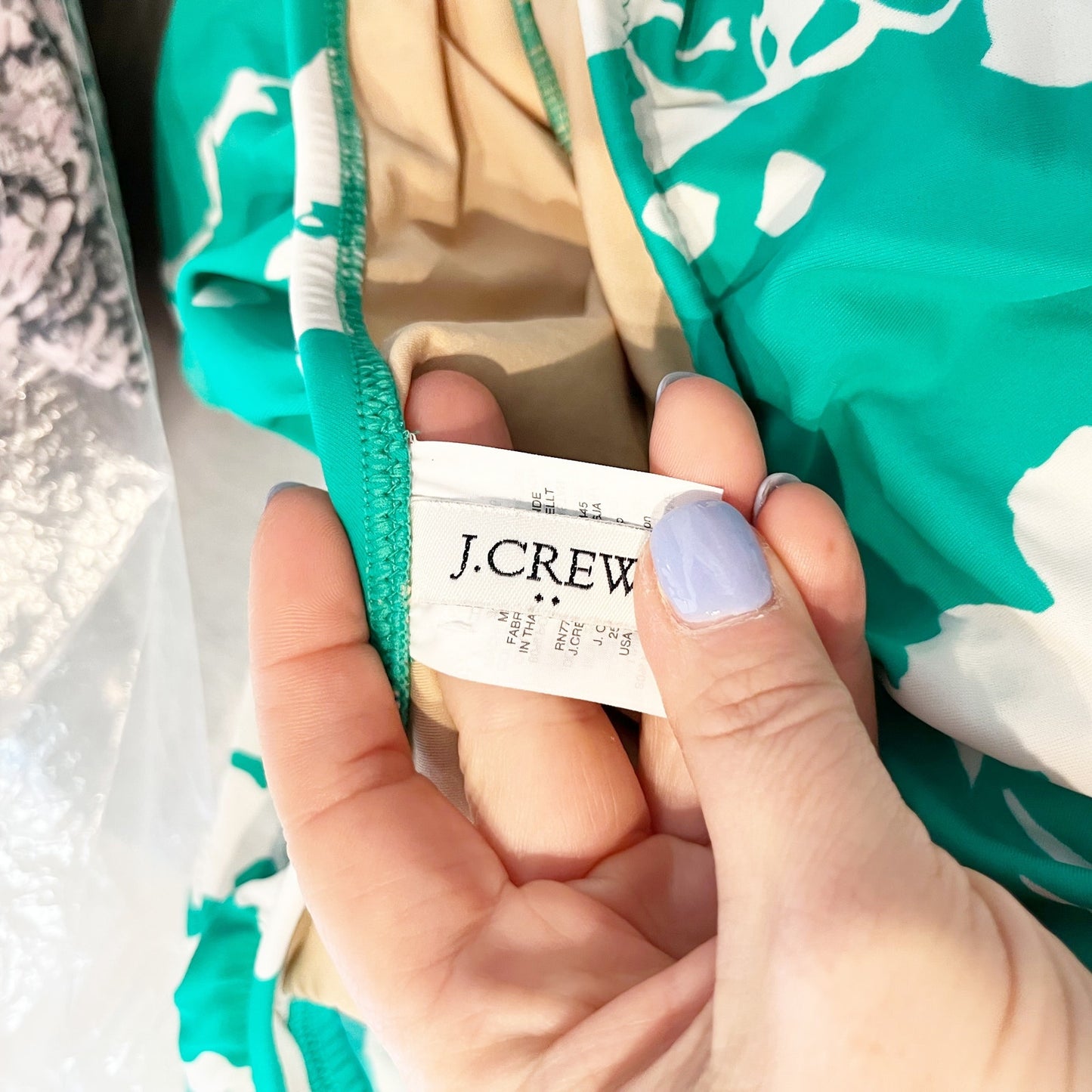 J. Crew Ruffle One Shoulder Floral One Piece Swimsuit Green Small