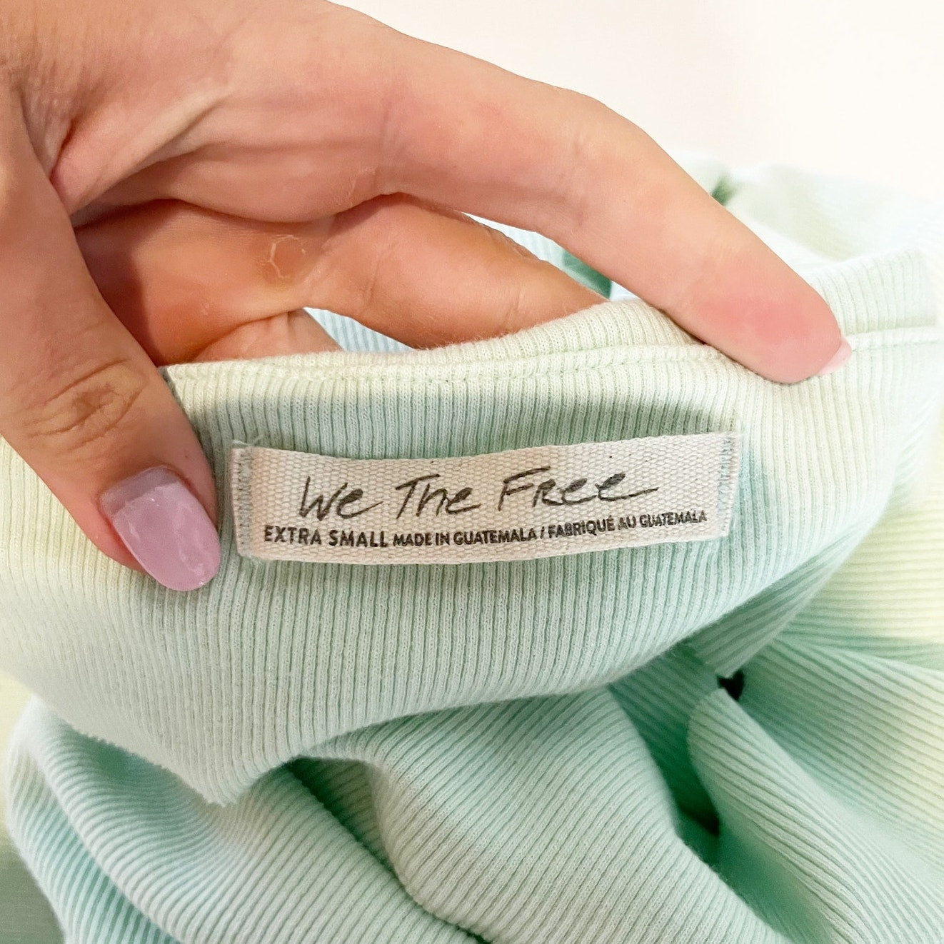 Free People Long Sleeve Off The Shoulder Gigi Top Mineral Sea Mint Green XS
