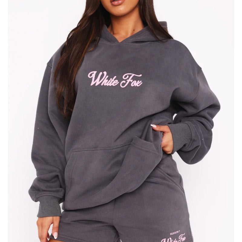 White Fox Season 7 Oversized Hoodie Sweatshirt Monument Dark Gray XS / S