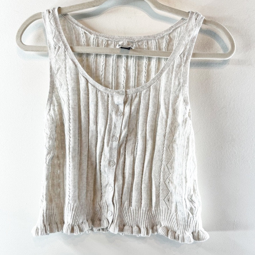 American Eagle Crochet Button Up Tank Top Gray Medium