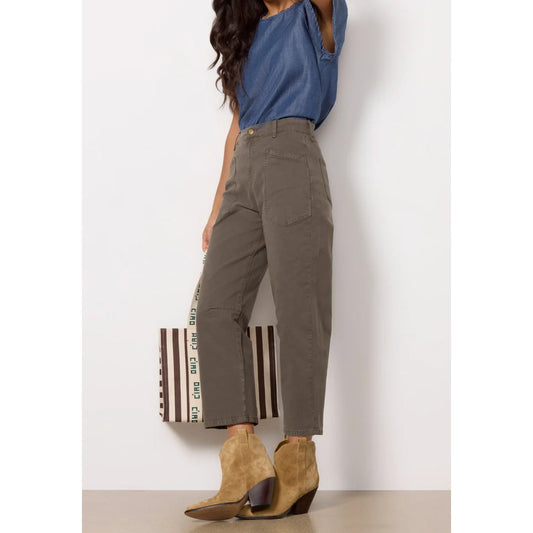 Evereve Emerson High Rise Barrel Pants Forest Green 25