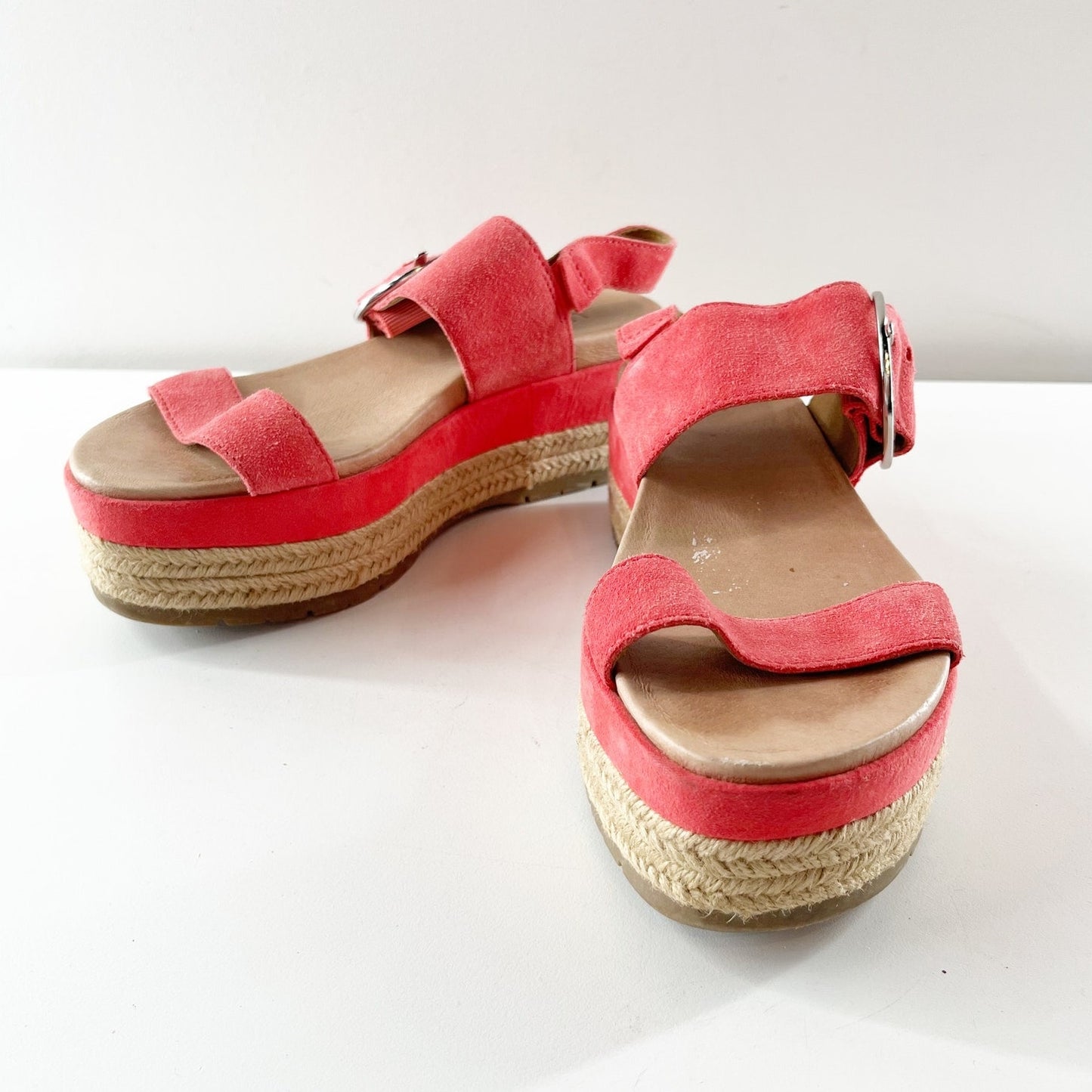 UGG April Espadrille Suede Platform Shoes Sandals Pink 6.5