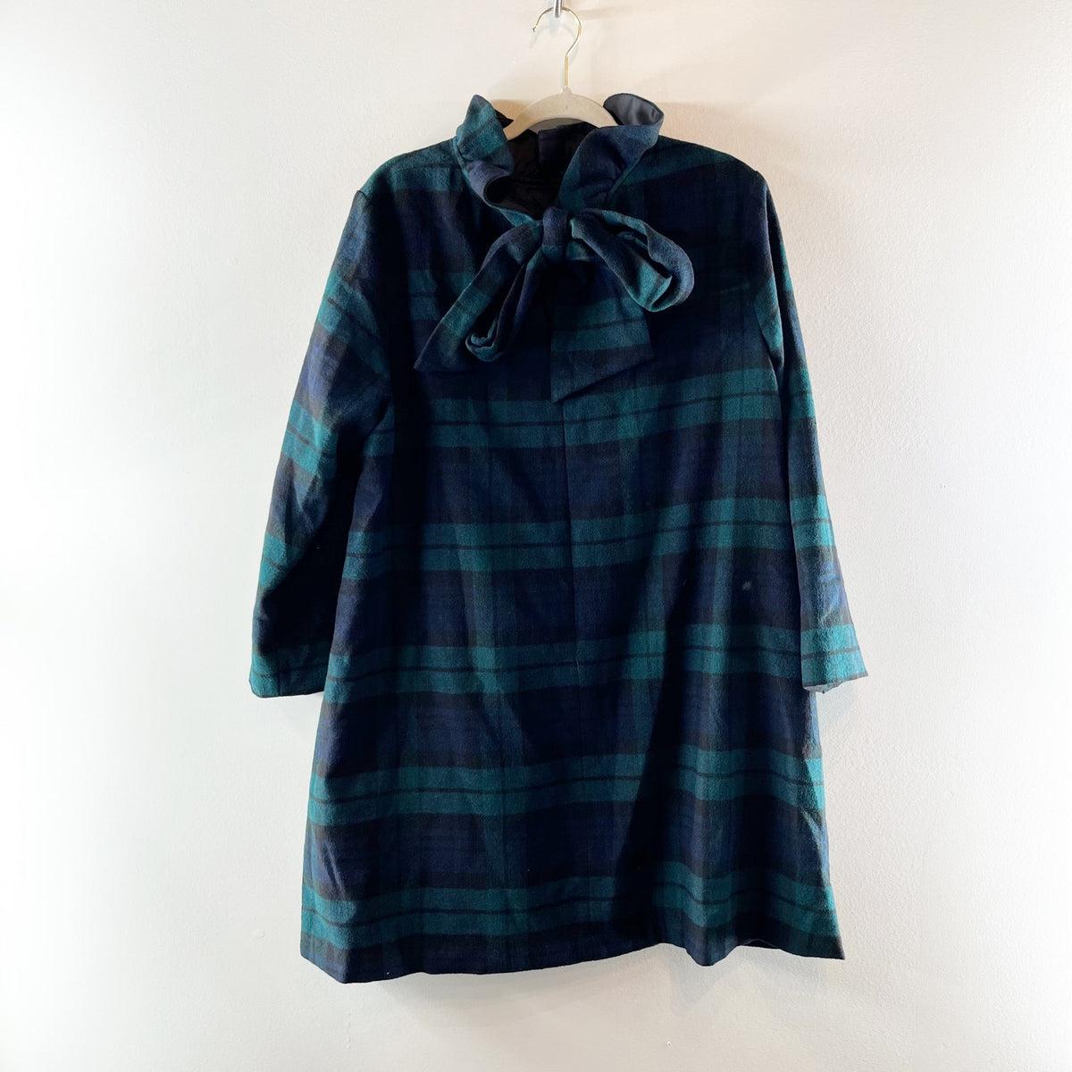 Tuckernuck Blackwatch Plaid Ruffle Trim Daphne Mini Shift Dress Green Blue XXL