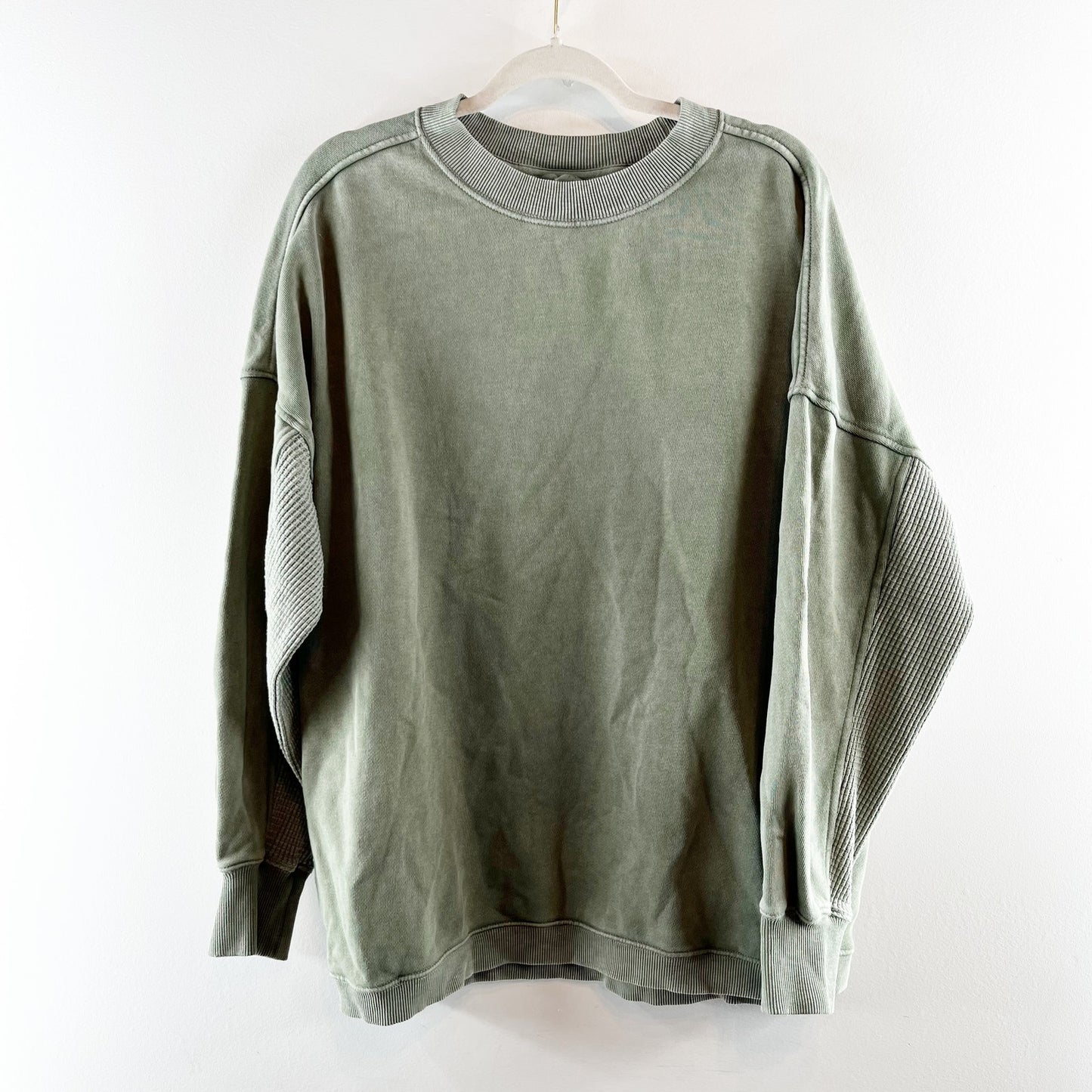 Aerie Long Sleeve Crewneck Oversized Pullover Sweatshirt Green Medium