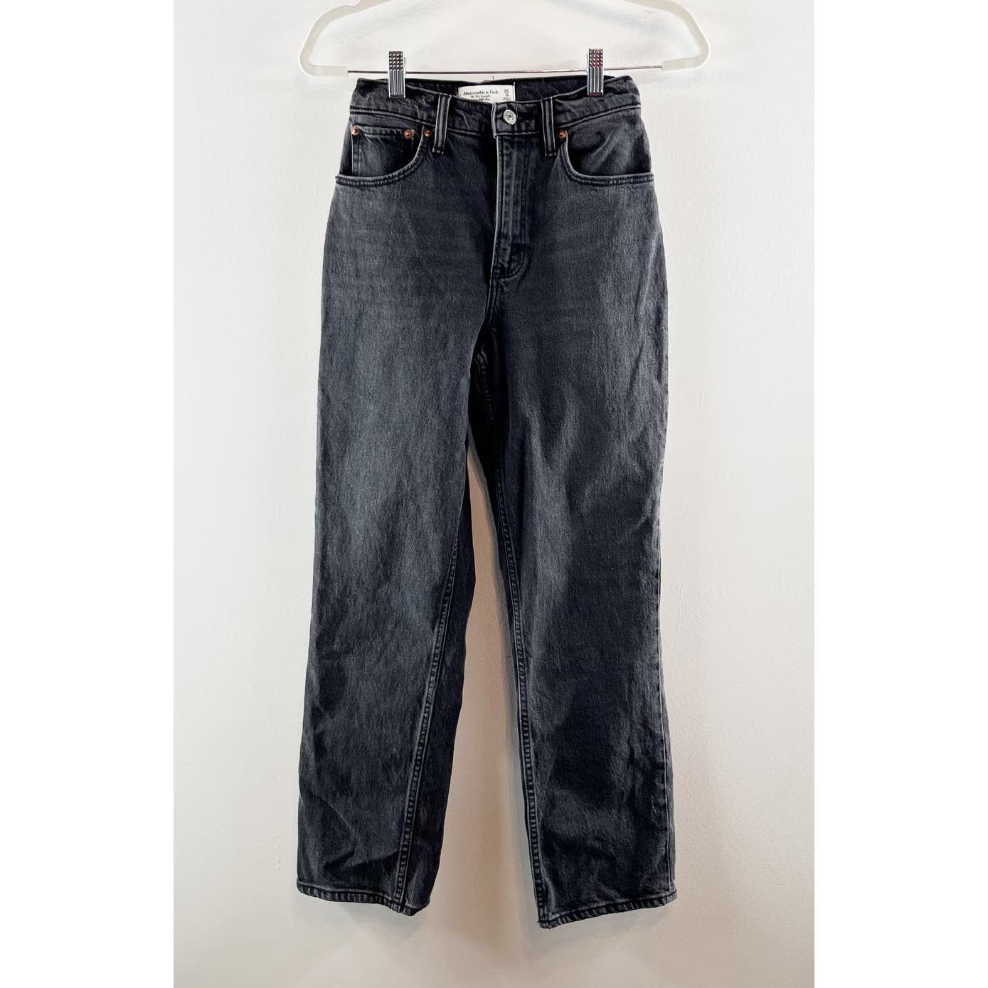 Abercrombie & Fitch Curve Love The 90's Straight Ultra High Rise Jeans Black 0