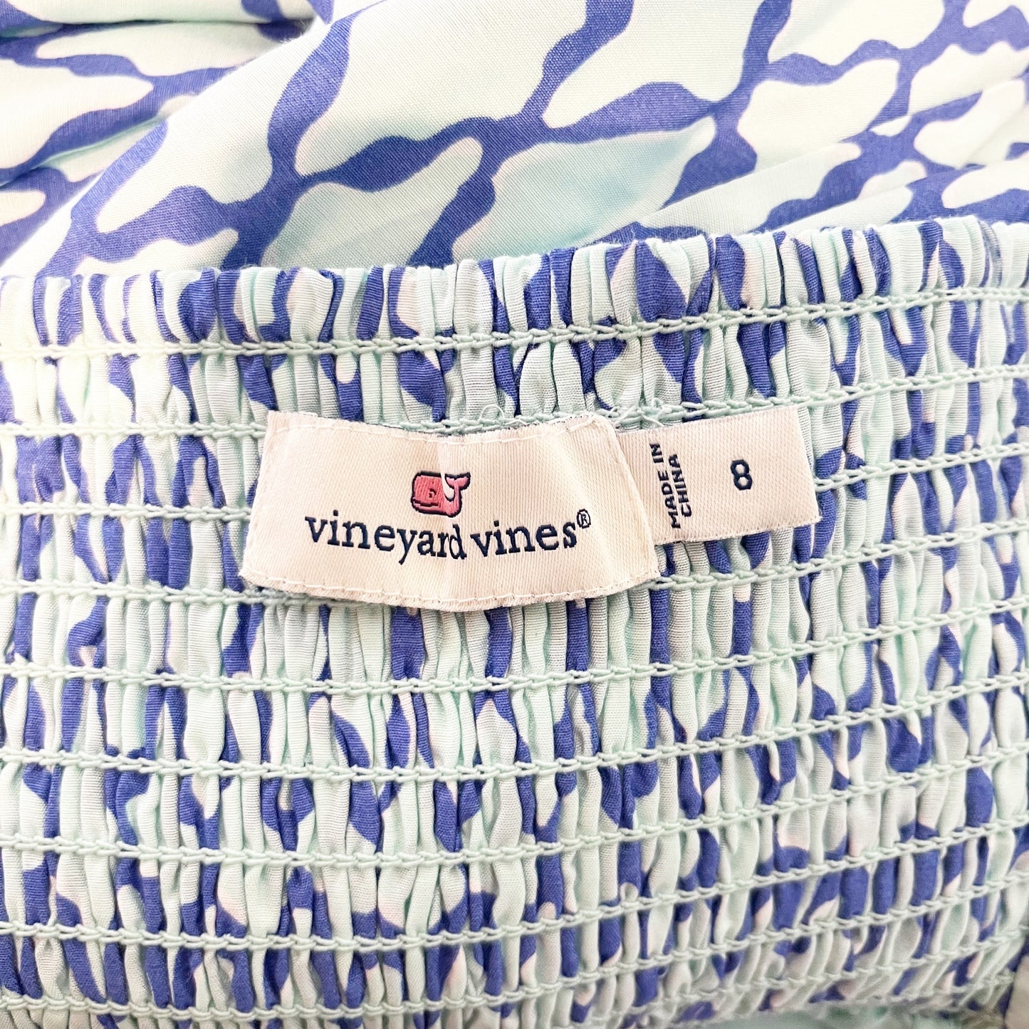 Vineyard Vines Lattice Print Tie Front Cutout Maxi Dress Blue 8