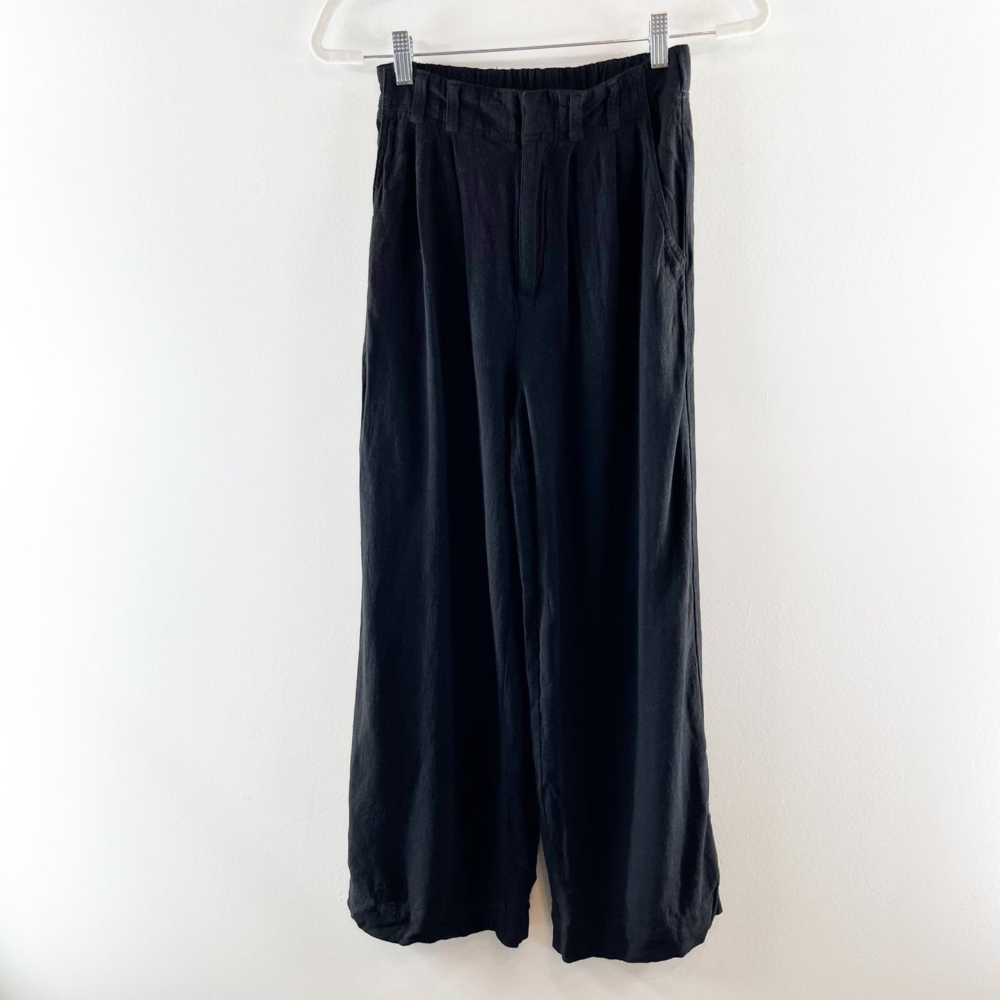 Z Supply High Rise Wide Leg Farrah Linen Blend Pants Trousers Black XS