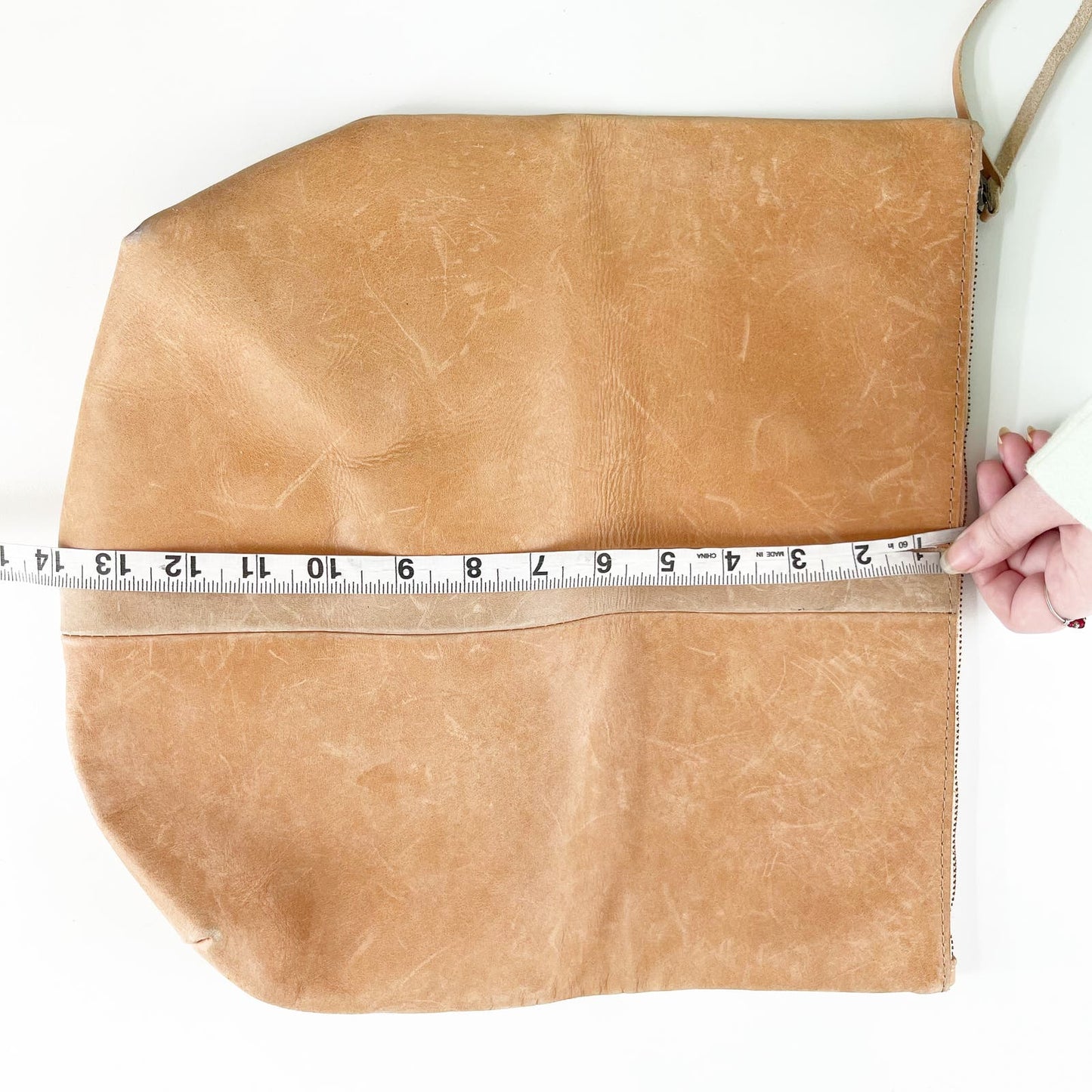 ABLE Leather Foldover Pouch Envelope Bag Clutch Purse Brown