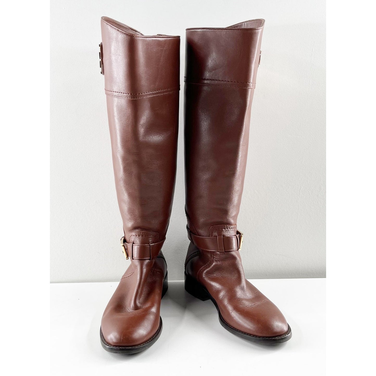 Tory Burch Leather Adeline Knee High Equestrian Riding Boots Brown 6