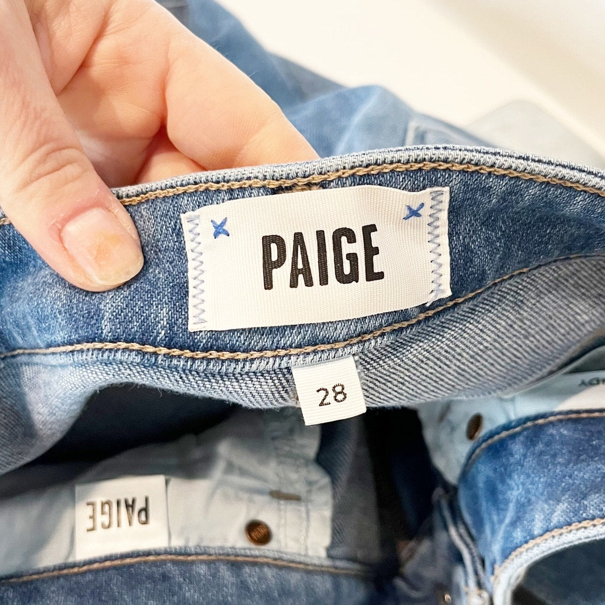 Paige Cindy Mel Destroyed Raw Hem High Rise Straight Leg Jeans Blue 28 / 6