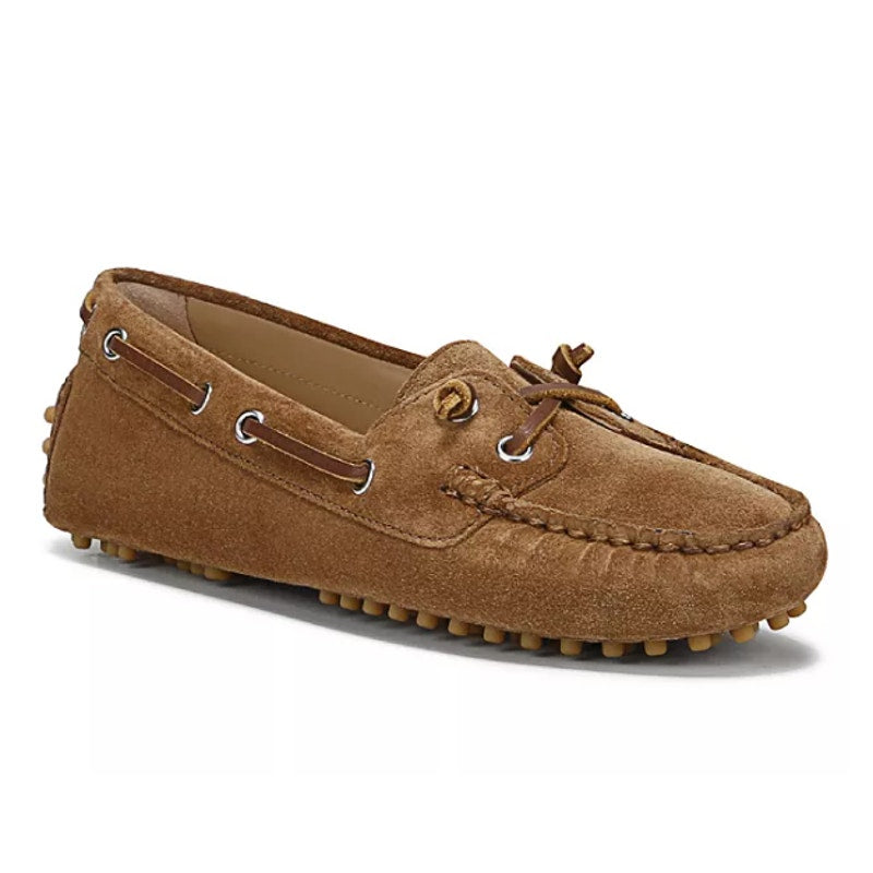 Veronica Beard Jia Suede Leather Slip On Lace Up Flat Boat Shoes Hazelwood 8.5