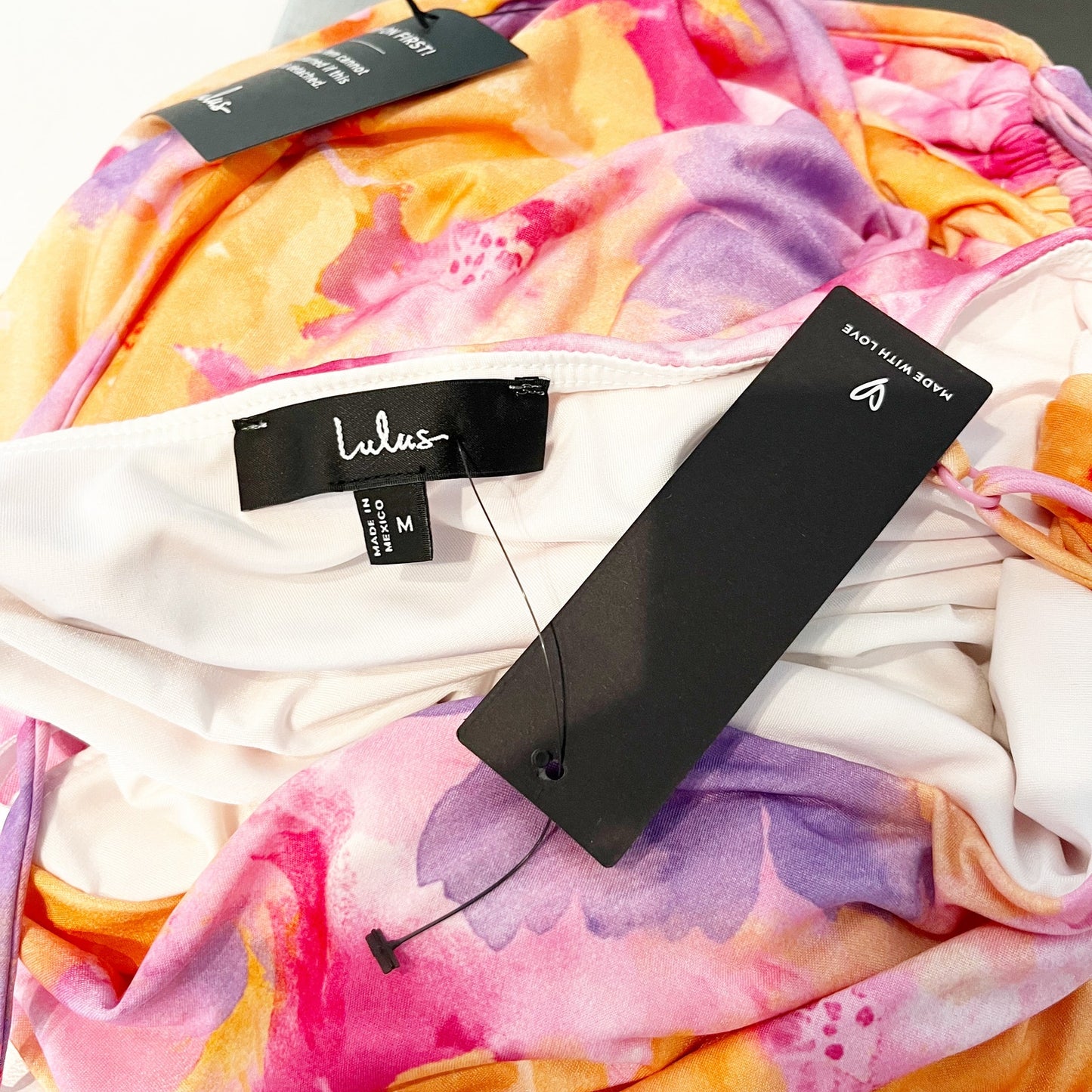 Lulus Vibrant Babe Floral Cutout Drawstring Midi Dress Pink Purple Orange Medium