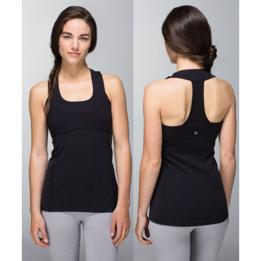 Lululemon Sleeveless Scoop Neck Racerback Tank Top with Built-In Bra Black 8