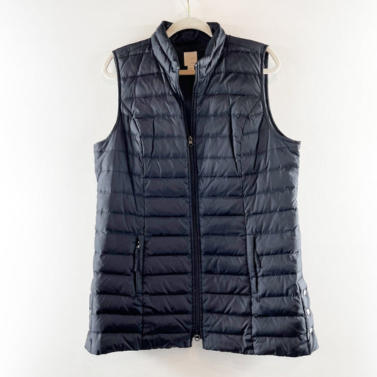 J. Jill Down Longline Full Zip Puffer Vest Black Medium