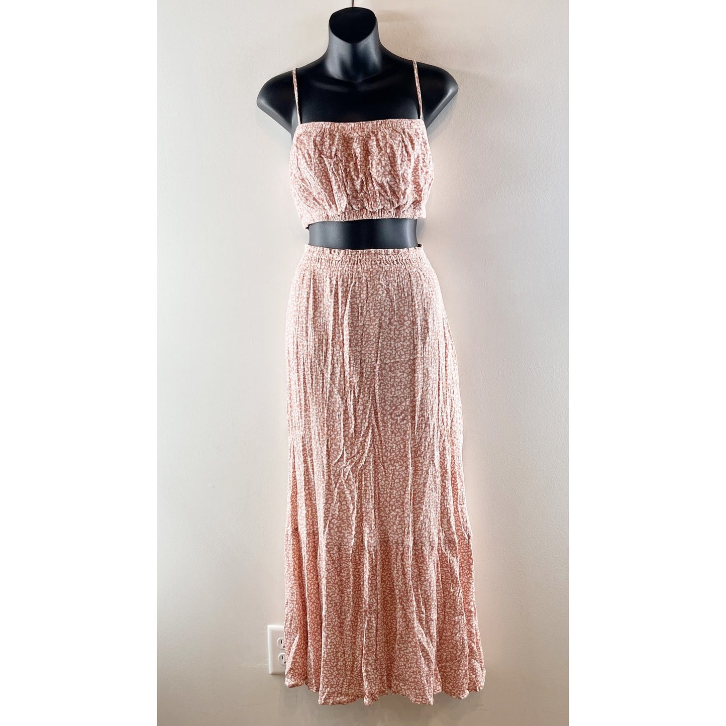 Abercrombie Animal Print Crop Tank Top & Maxi Skirt Matching Set Pink M/L
