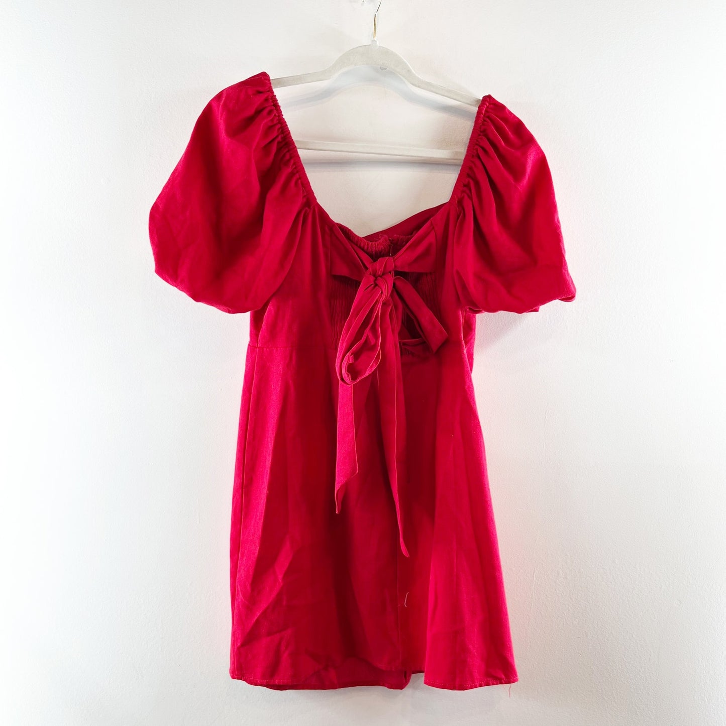 Francesca’s Alexandra Puff Sleeve Mini Dress Red Large
