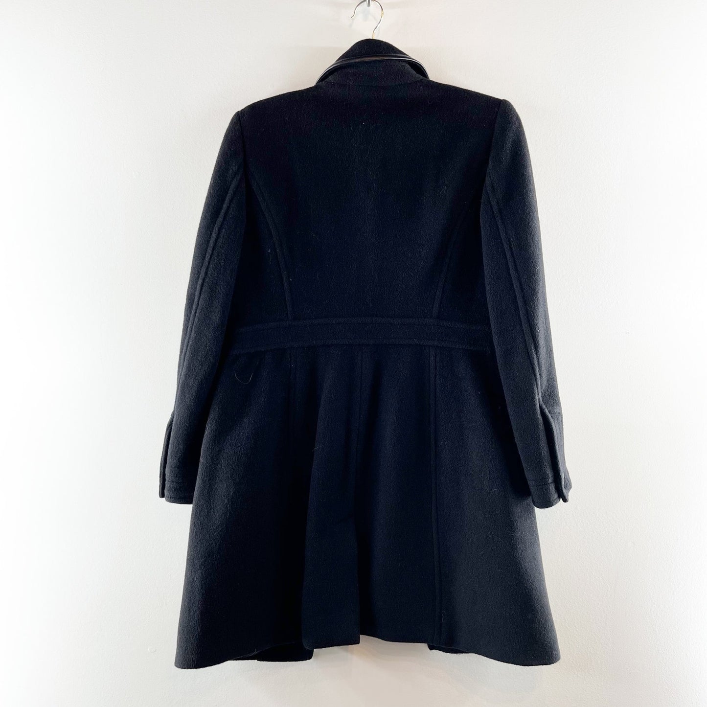 Coach Long Sleeve Wool Blend Signature C Lined Peacoat Black Small