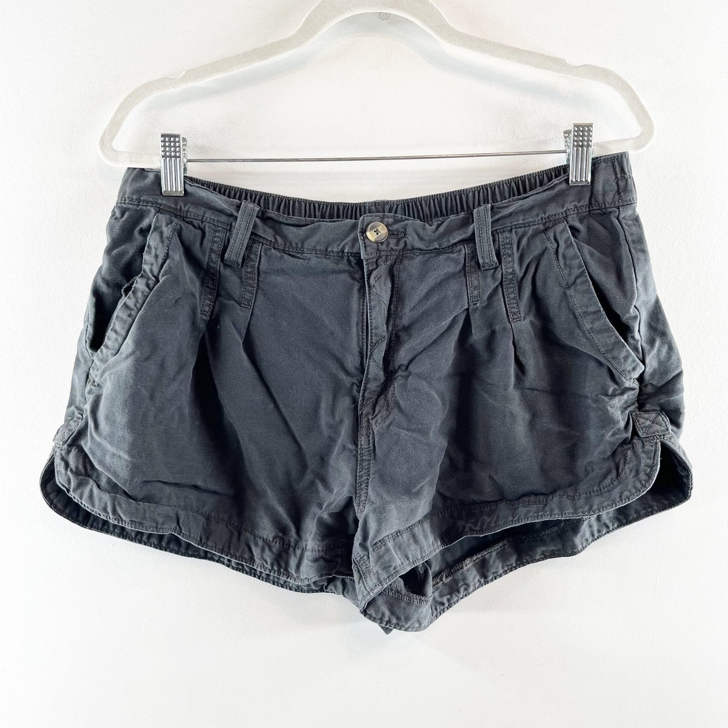 Aerie Stonewash Linen Blend Shorts Washed Black Gray Large