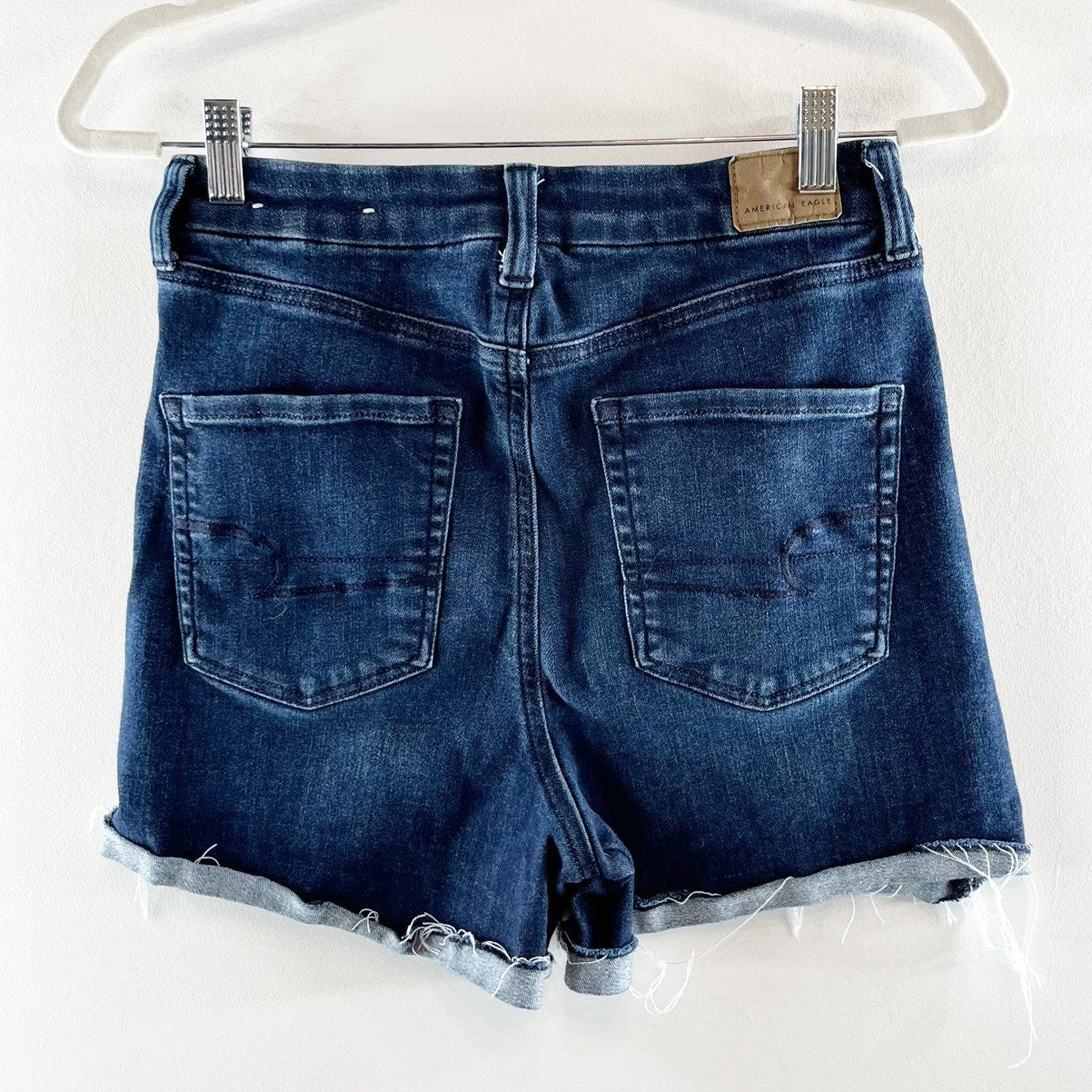 American Eagle Curvy Super High Rise Shortie Jean Denim Shorts Blue 8