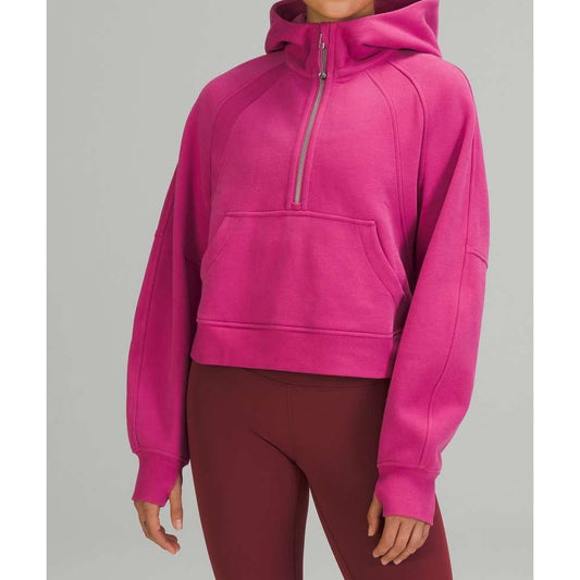Lululemon Scuba Oversized Funnel Neck Half Zip Hoodie Pink Lychee Medium / Large