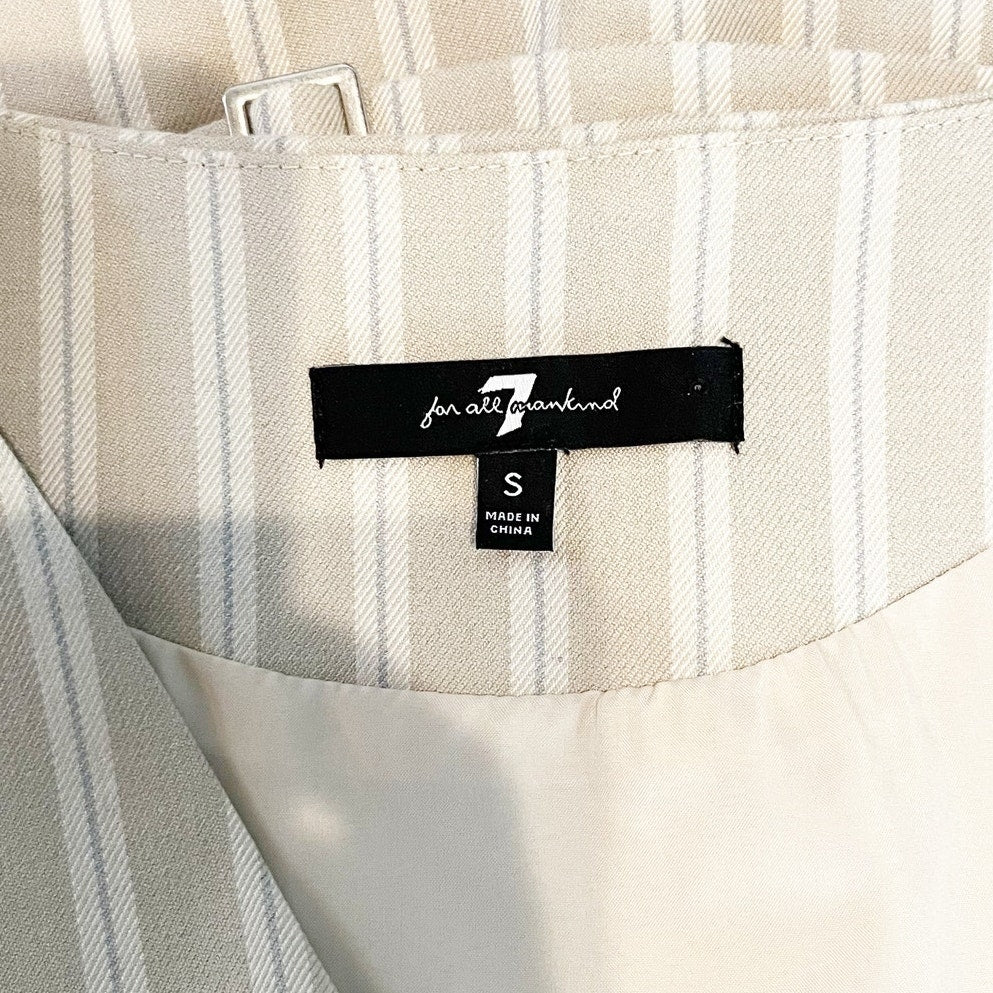 7 For All Mankind Striped Button Up Sleeveless Vest Tan Beige Small