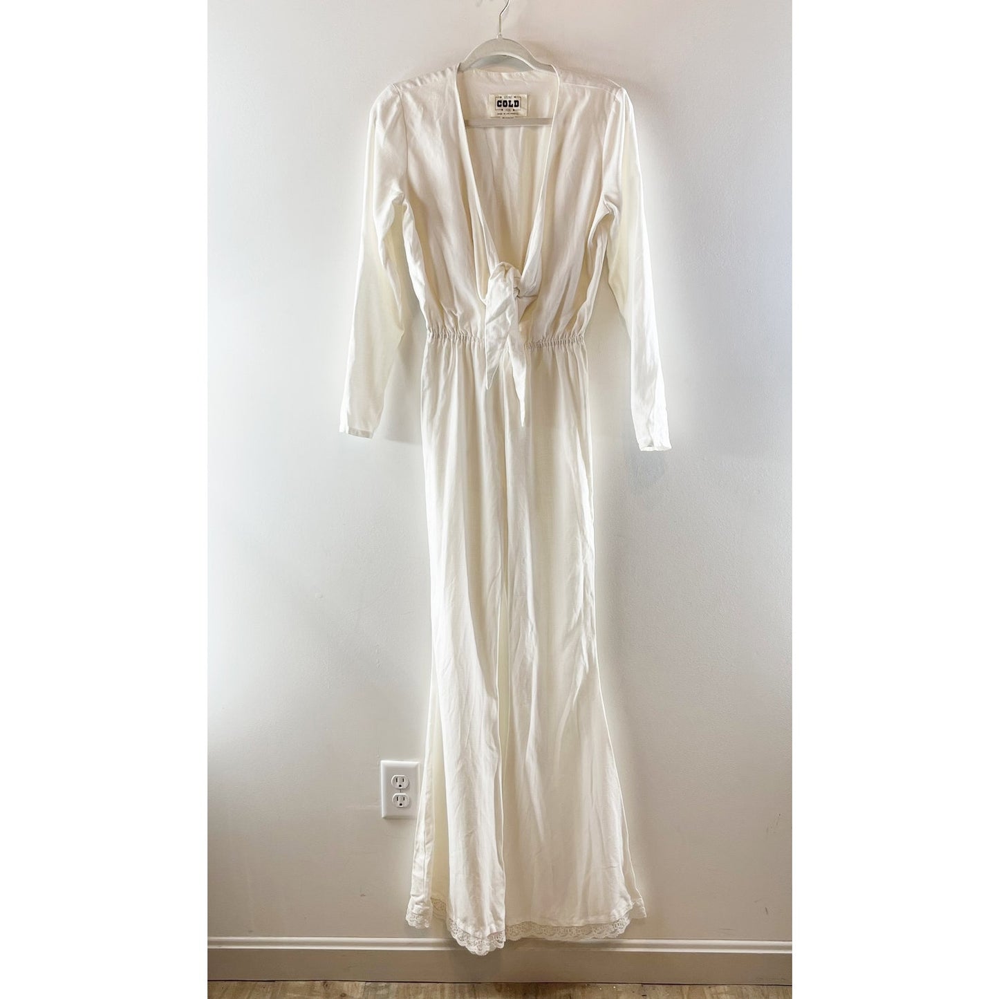 Stone Cold Fox Stardust Plunging V-Neck Flare Leg Playsuit Jumpsuit White XS / S