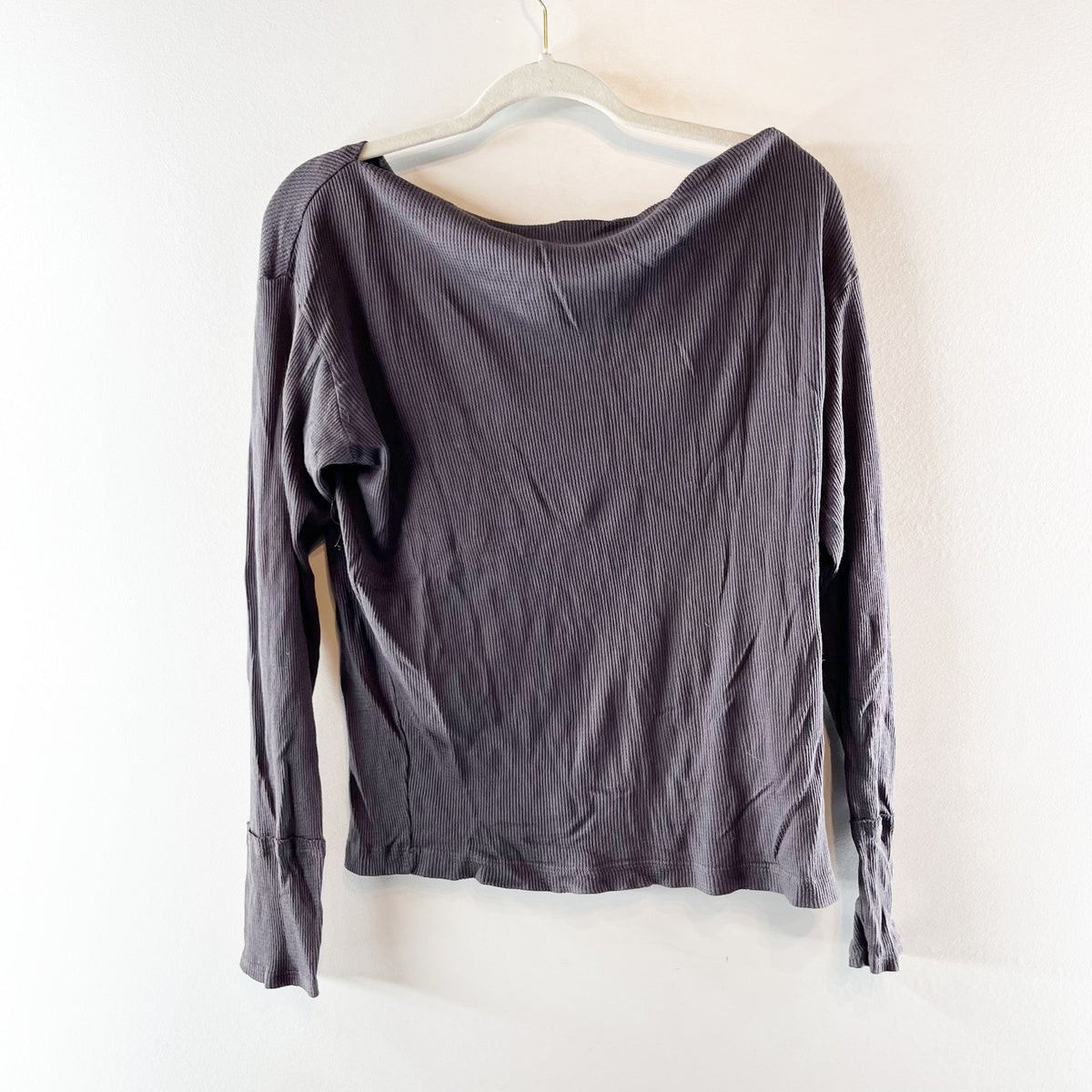 Michael Stars Drapey Boatneck Long Sleeve Top Shirt Brown XS