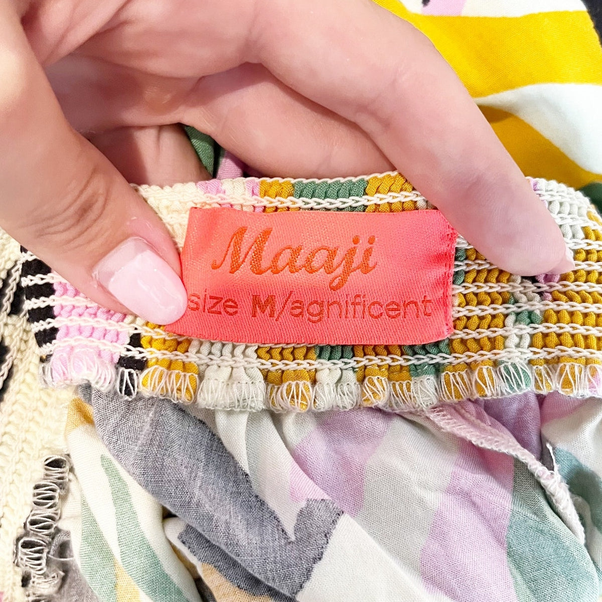 Maaji Tropical Print High Waisted Belted Wide Leg Palazzo Pants Pink Medium