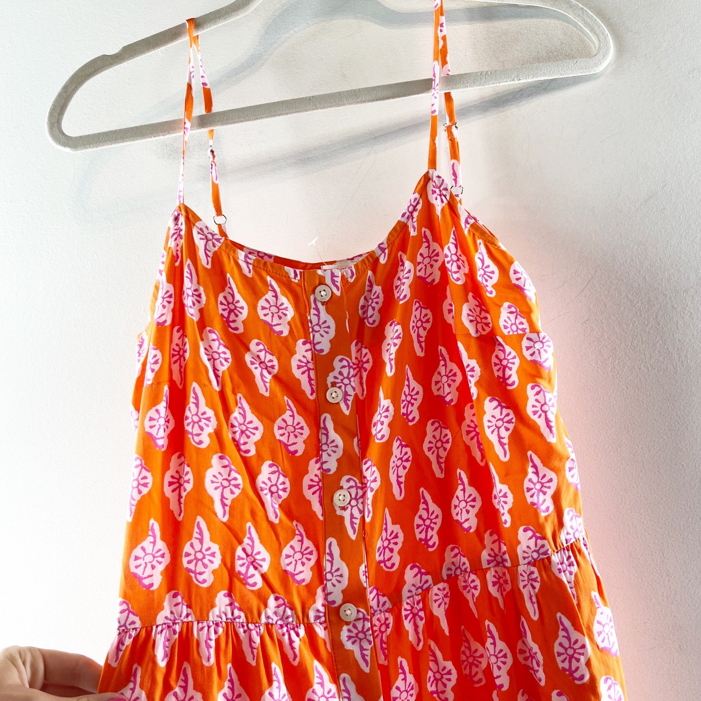 J. Crew Strappy Tiered Printed Maxi Dress Orange 2