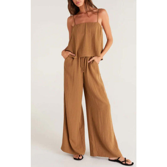 Z Supply Seashore Wide Leg Pants Matching Ashley Cami Tank Otter Brown XS / S