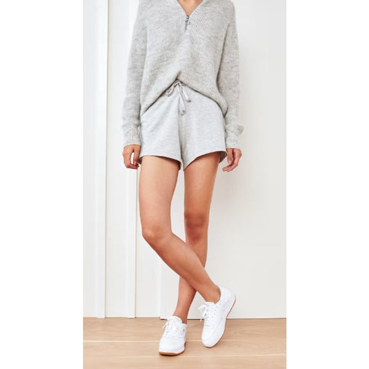 Quince SuperSoft Fleece Drawstring Waist Lounge Shorts Heather Gray Small