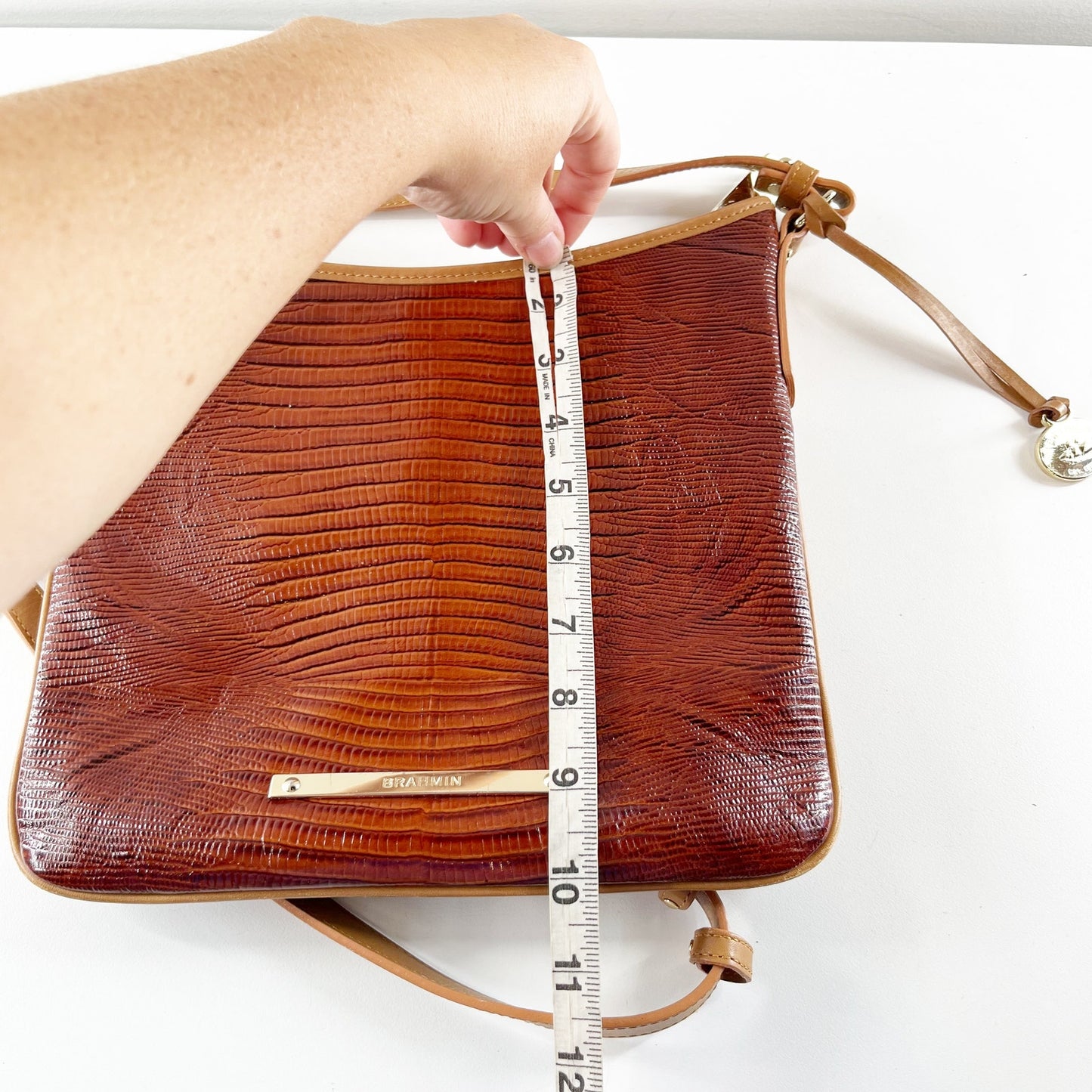 Brahmin Katie Crossbody Croc Embossed Bag Purse Brown