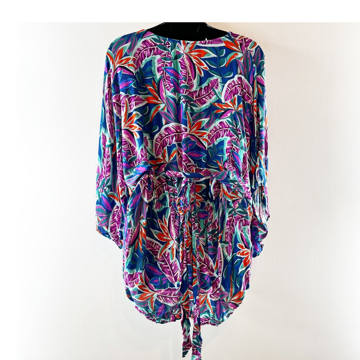 Lulus Hypnotized Kimono Sleeve Printed Romper One Piece Teal Pink Small