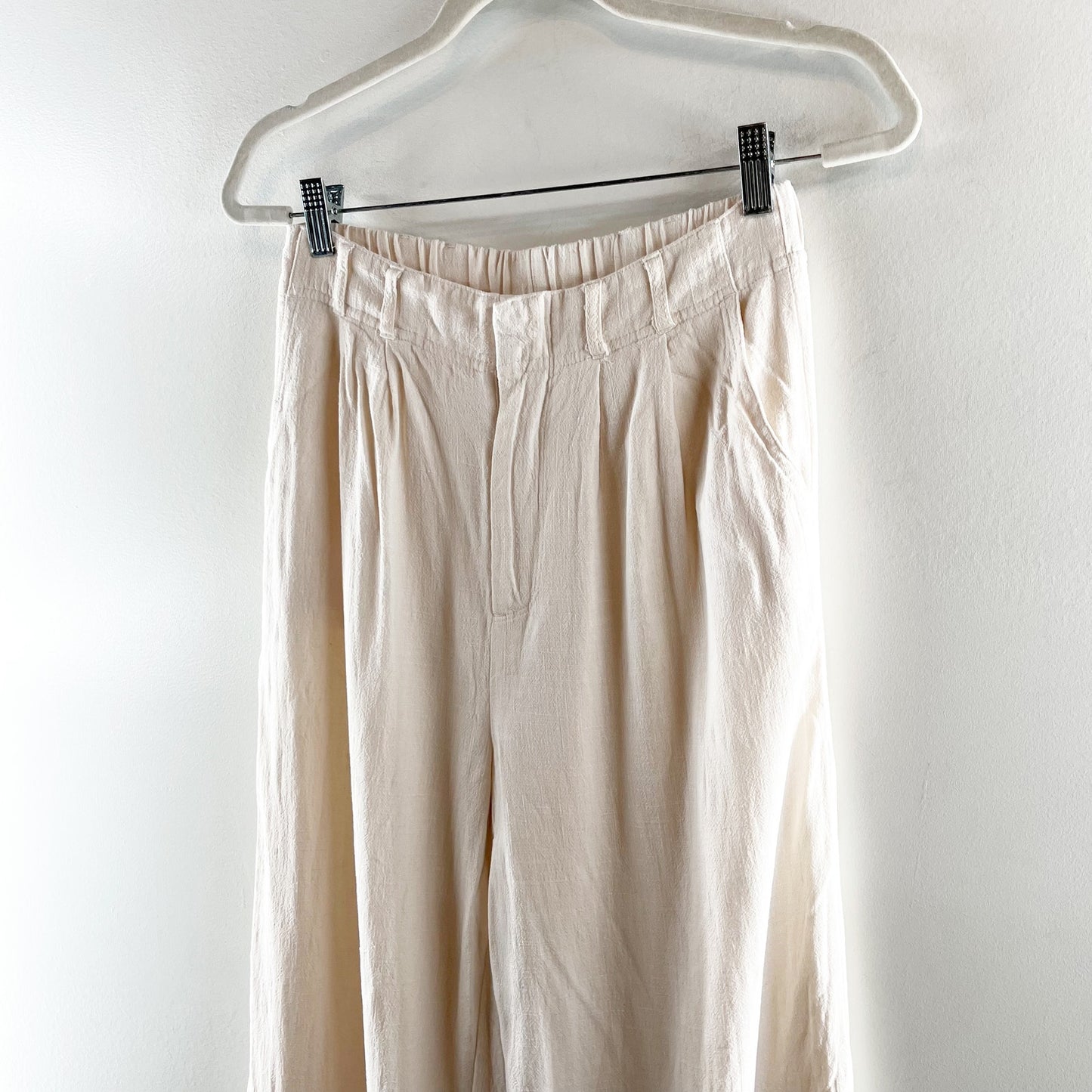 Z Supply High Rise Wide Leg Farrah Linen Blend Pants Trousers Cream Ivory Small