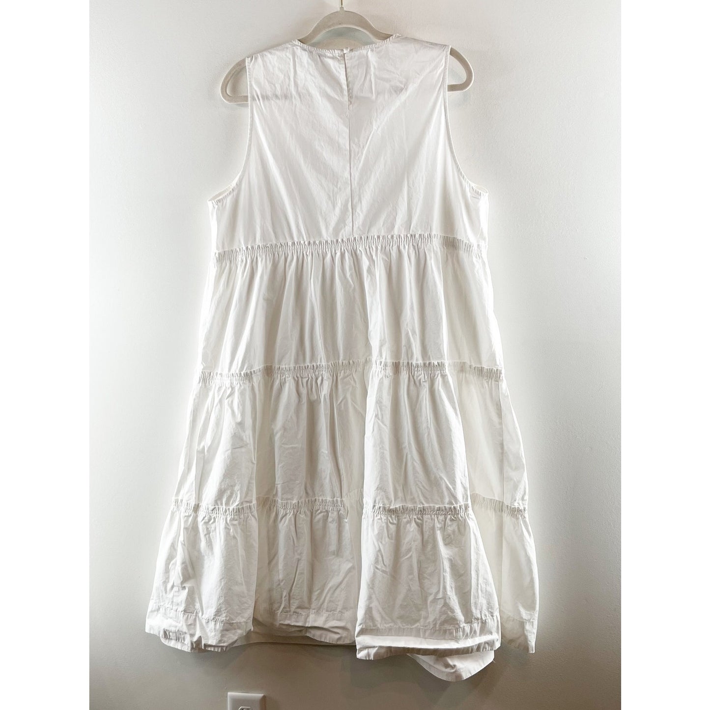 Madewell Cattail Sleeveless Cotton Poplin Tiered Midi Dress White XXL Petite