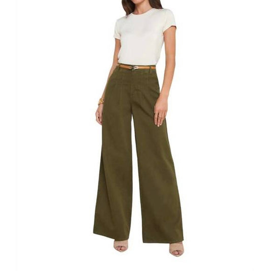 L'Agence Jayce High Rise Pleated Chino Wide Leg Pants Green 29 / 8