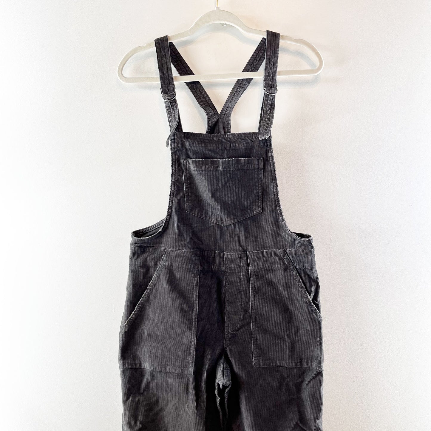 Aerie Work and Play Corduroy Bib Overalls Charcoal Gray XS