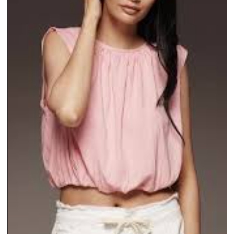 Anthropologie Bubble Hem Sleeveless Muscle Tank Top Pink XS